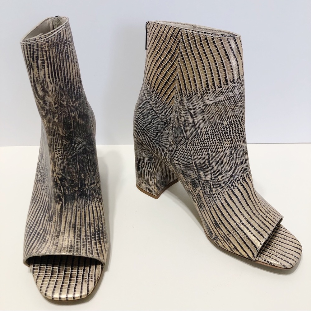 MATISSE Melaney Open Toe Metallic Snake Print Boot